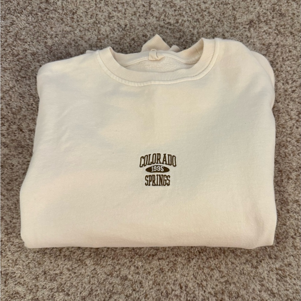 Urban Outfitters Cream Sweatshirt with Ribbed Detailing